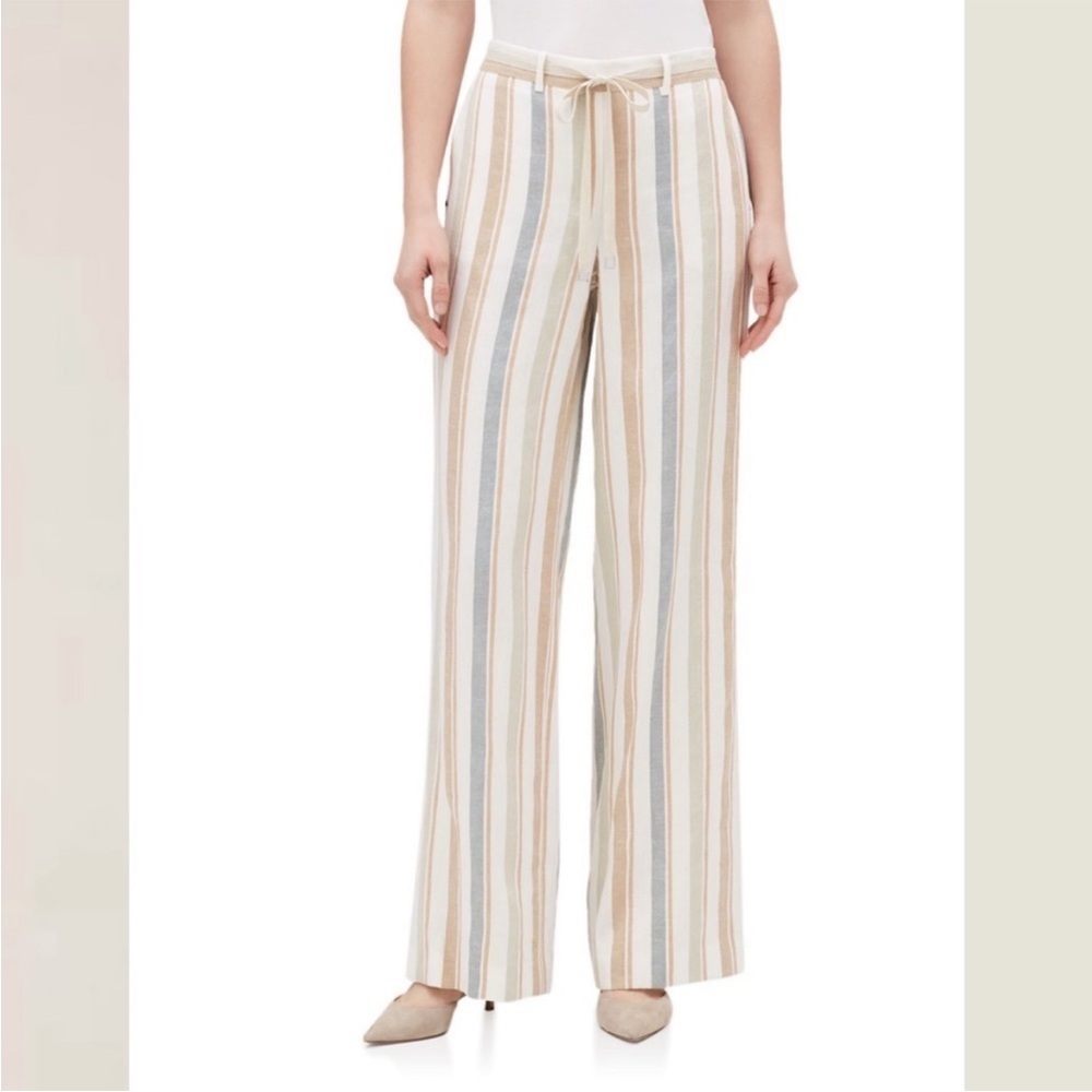LAFAYETTE 148 New York I Linen Harmonious
Columbus Striped Wide-Leg Pants Size L